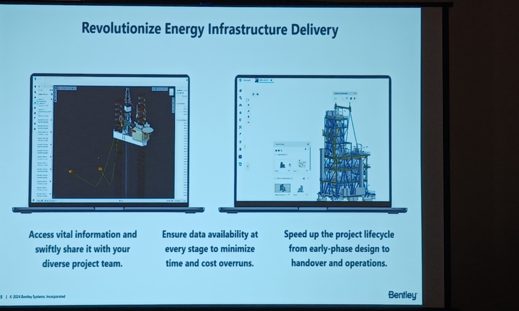 Figure 3: Digital twins are revolutionizing energy infrastructure delivery enabling information sharing, data availability and project lifecycle accelerations, said Rob Harper, director of energy product management, Bentley Systems Inc., at a 2024 ARC Leadership Forum news conference. 