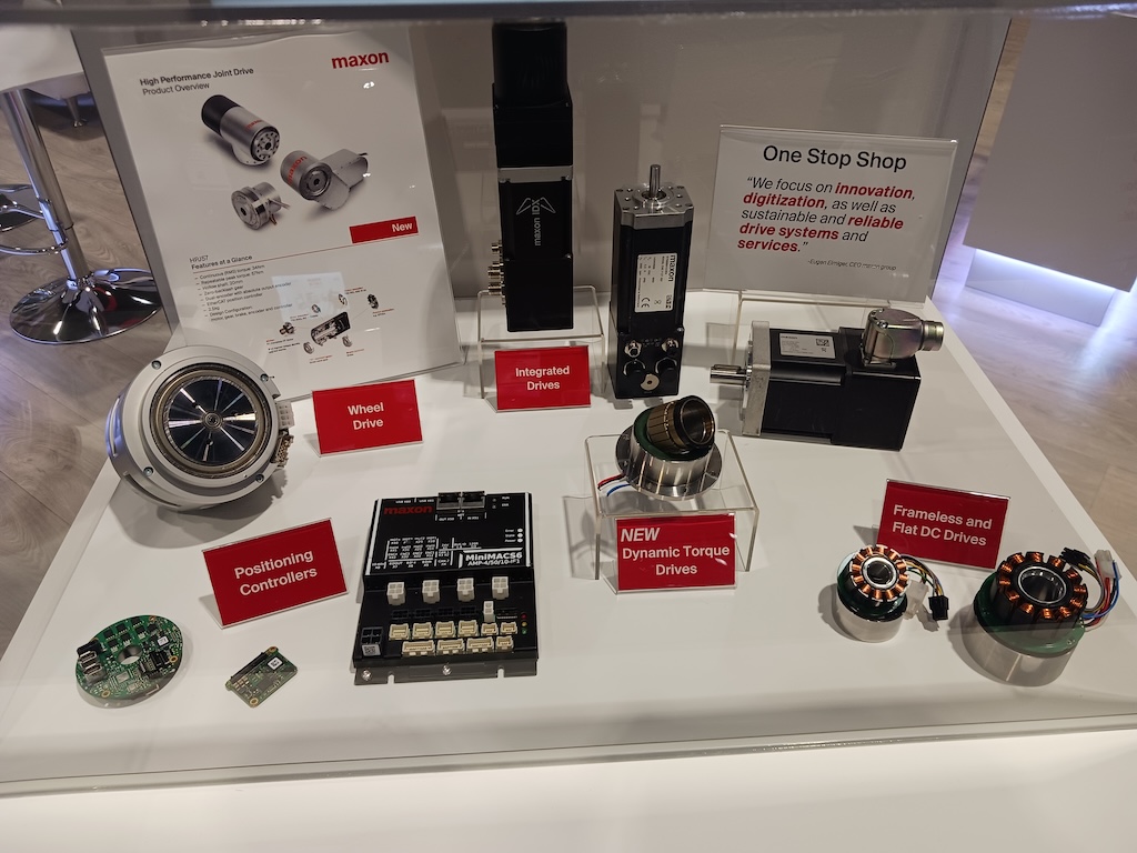 Figure 2: Components for the maxon group high performance joint drive for robotics could be used in other industrial and motion control applications, as shown at Automate 2024 event by A3, the Association for Advancing Automation, in Chicago. Components for robotics and motion control applications include positioning controllers, wheel drive, integrated drives, new dynamic torque drives and frameless and flat DC drives.
